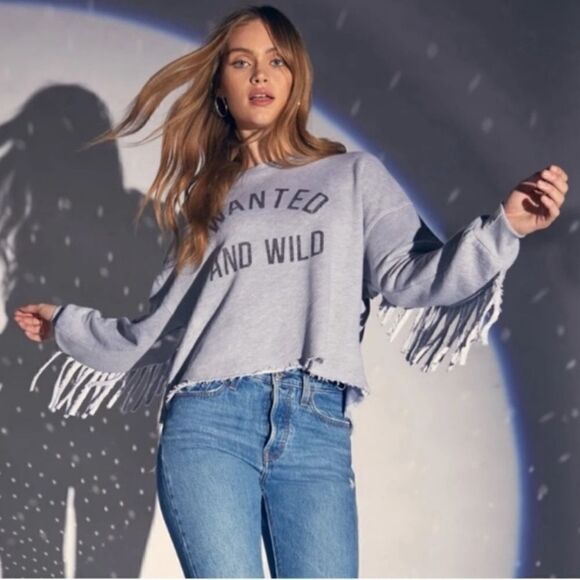 Wildfox NWT Sz XS  Wanted And Wild fringe sweatshirt - Picture 1 of 6